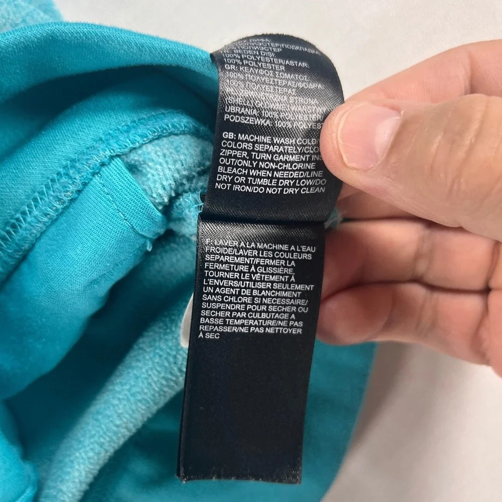 The North Face Womens Teal Heather Full Zip Fleece Jacket Mock Neck Small S/P